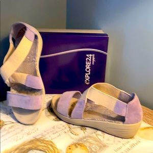 Strapped blue suede sandals